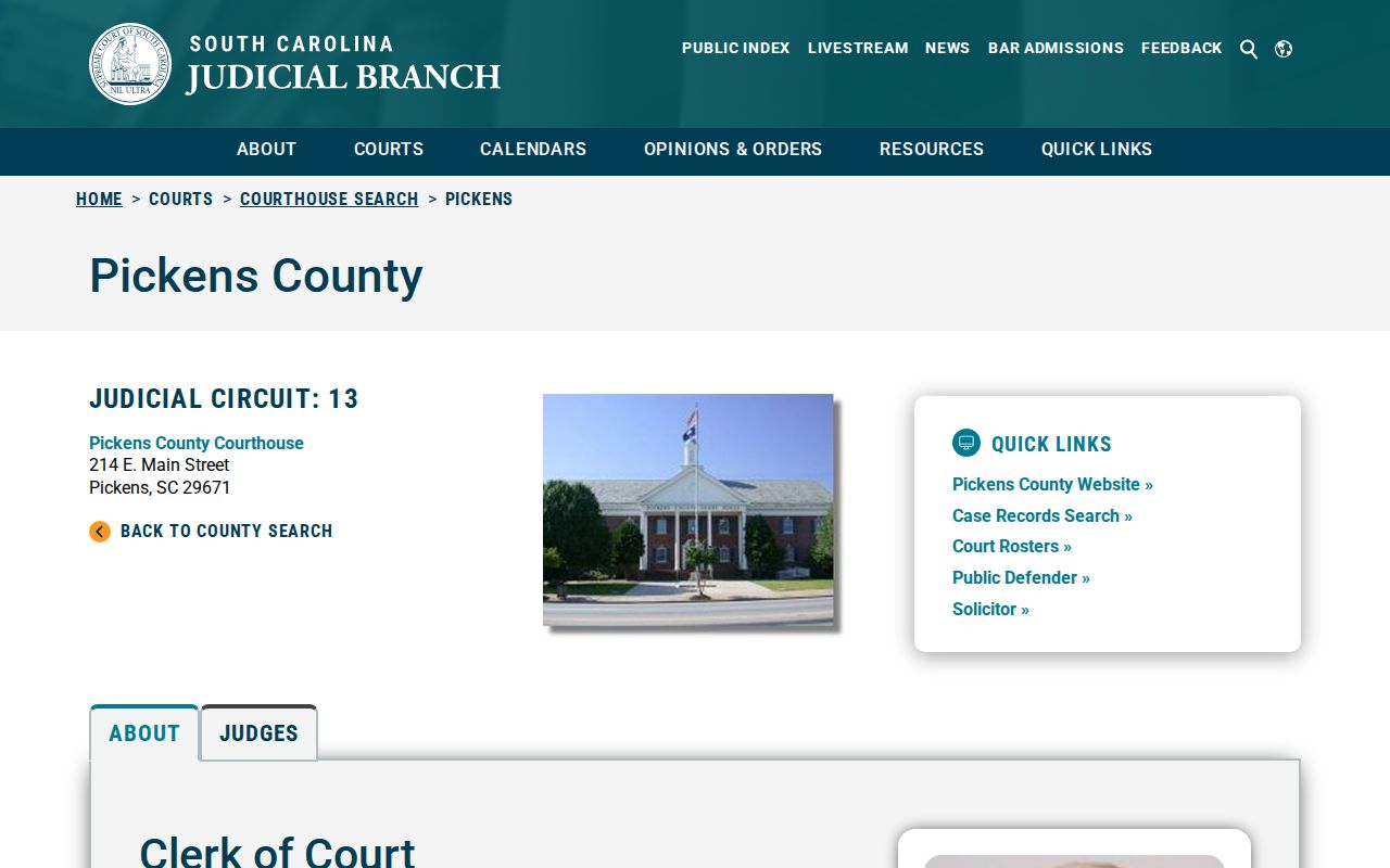 Pickens County courthouse directory for criminal court records