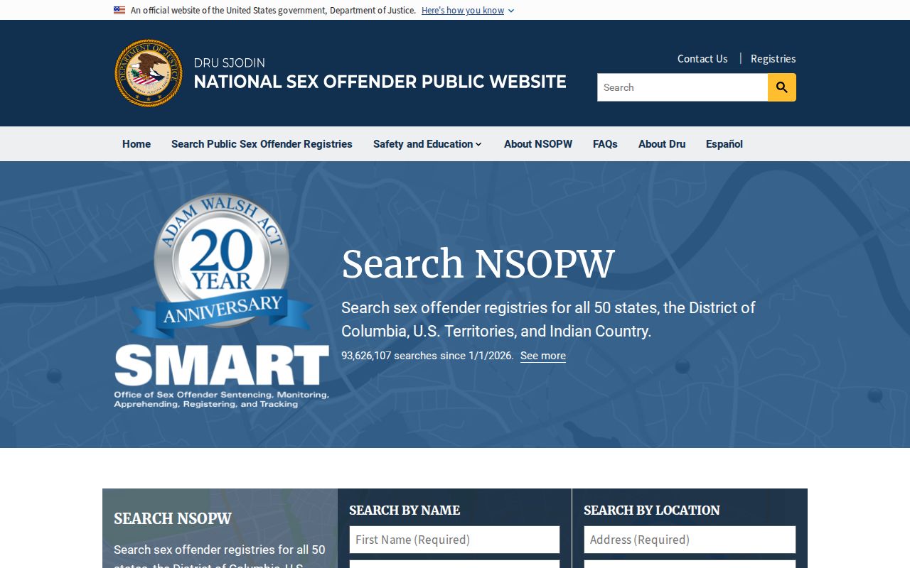 National registry layer for a Pickens County sex offender search
