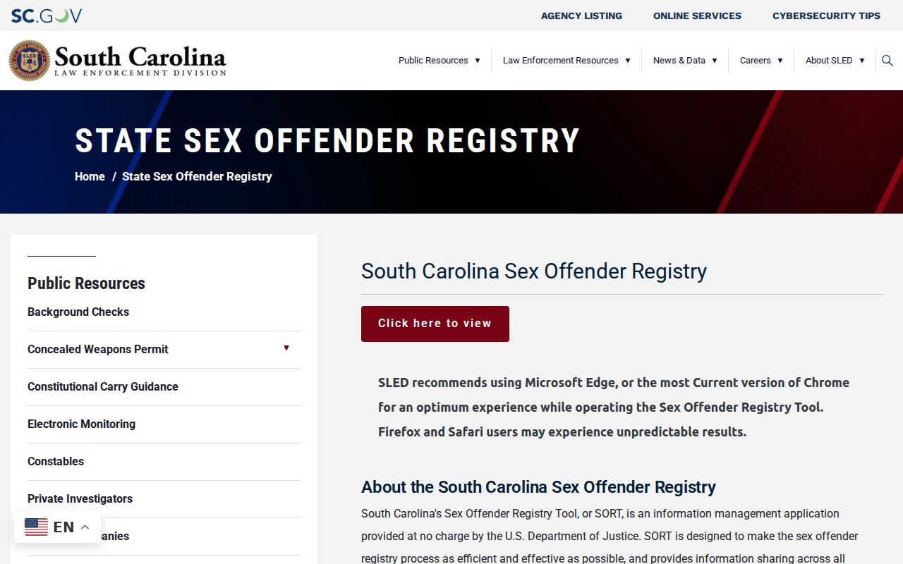 SLED guidance for Pickens County sex offender registry records
